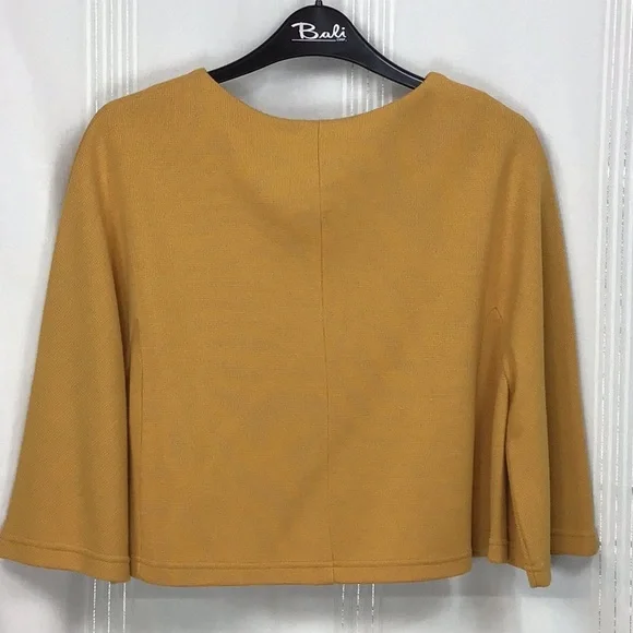 VTG Lennie for Nina Leonard Mustard Stylish Knit Cropped Suit Jacket Sz Small - Picture 3 of 9